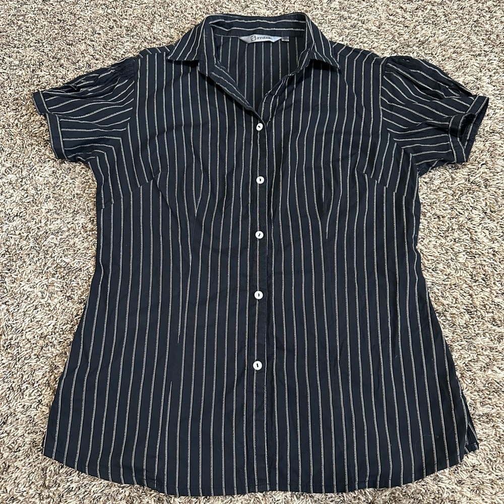 pinstripe button-down shirt